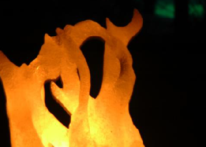 closeup of a frozen fire